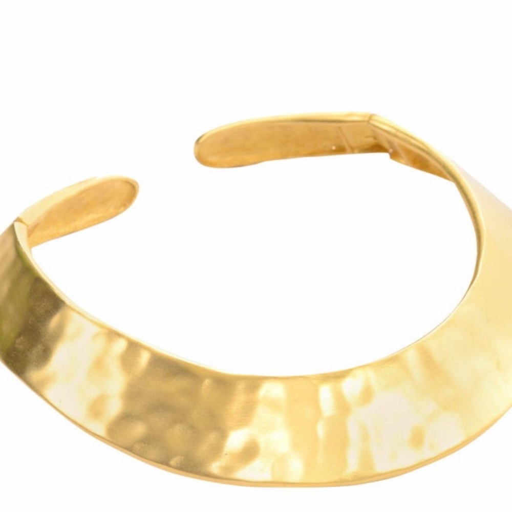 Vintage Givenchy Hammered Gold Tone Collar Necklace